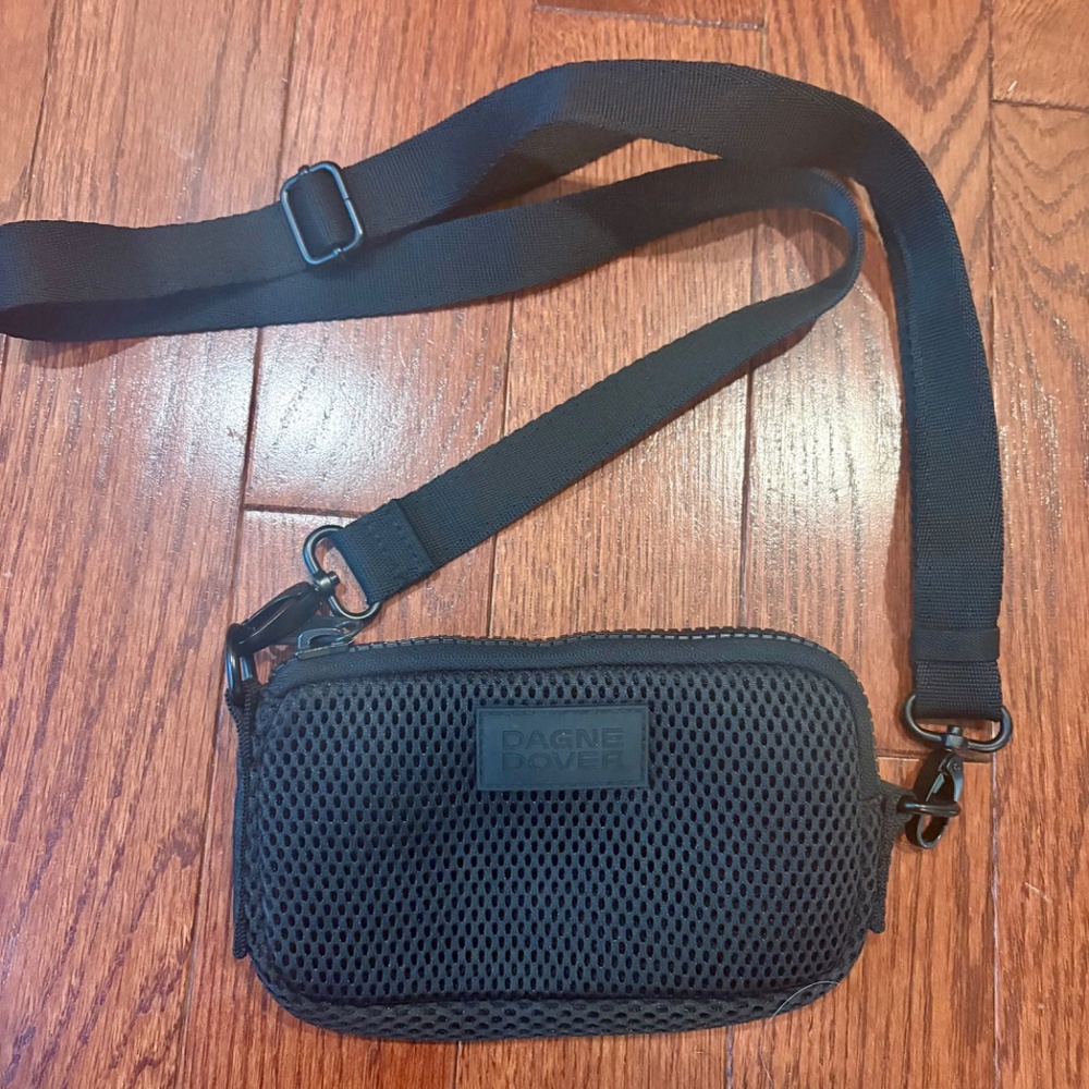 Dagne Dover Mara Phone Sling Crossbody Bag Black Mesh